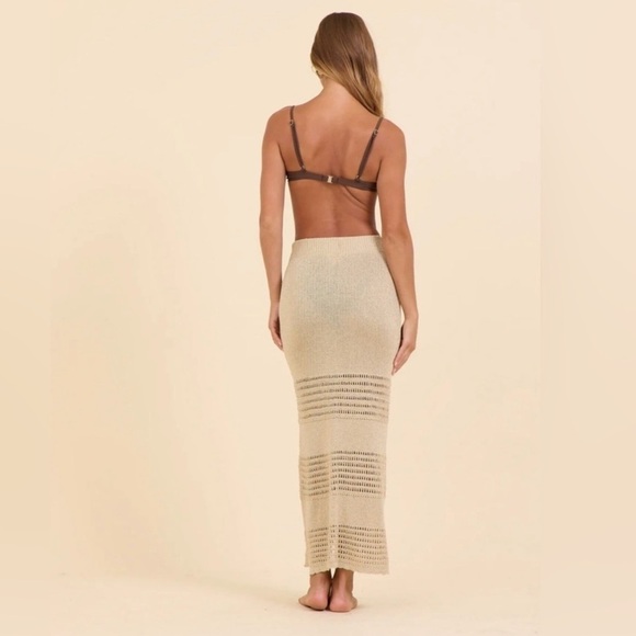 Gold crochet maxi knit skirt NWT - Picture 3 of 6